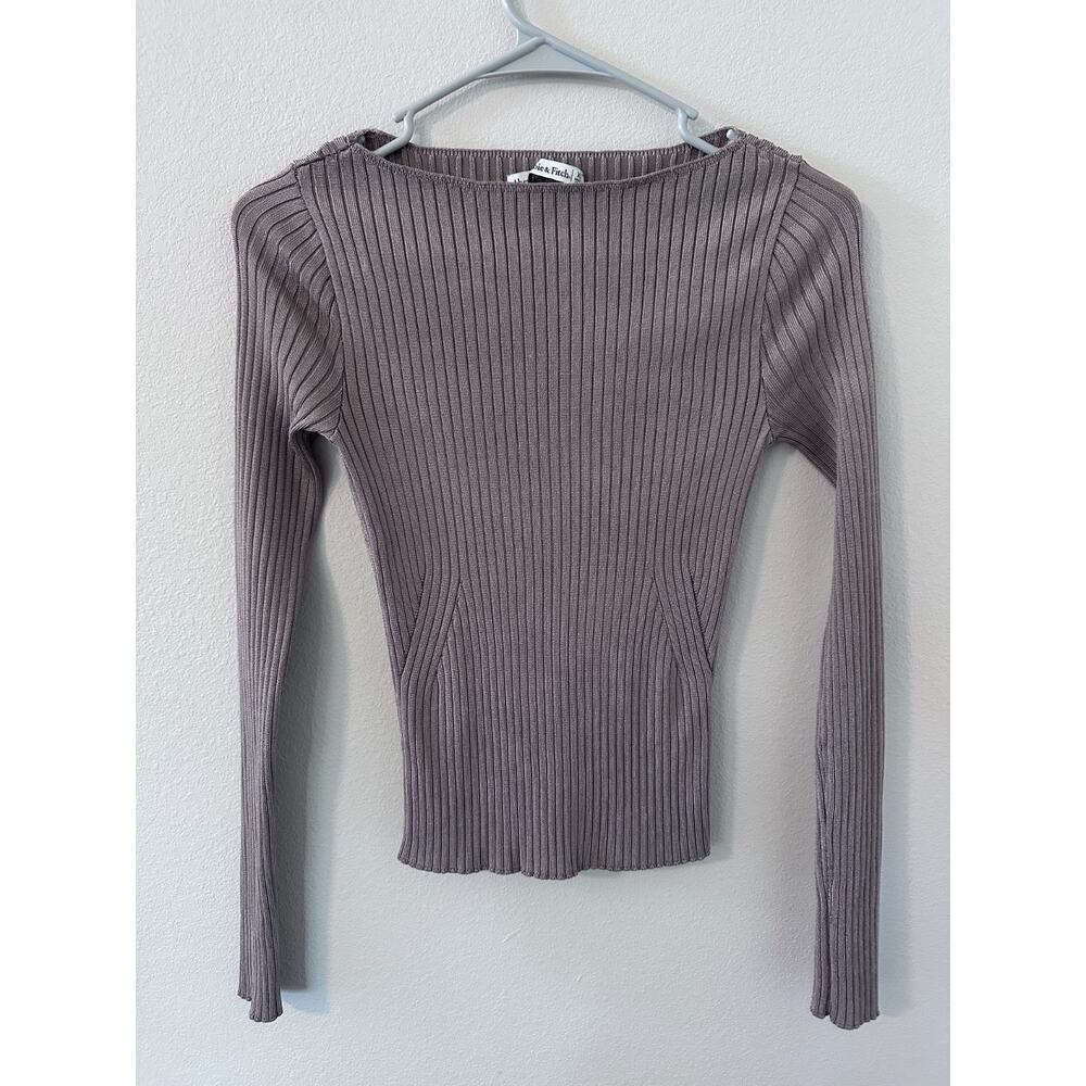 Abercrombie‎ and Fitch womens size XS brown tan long sleeve rib stretch sweater